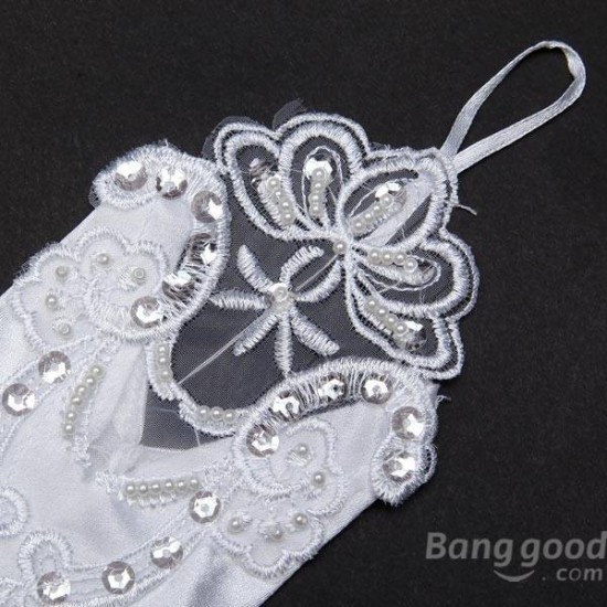 Bridal Wedding Dress Fingerless Embroidered Gloves