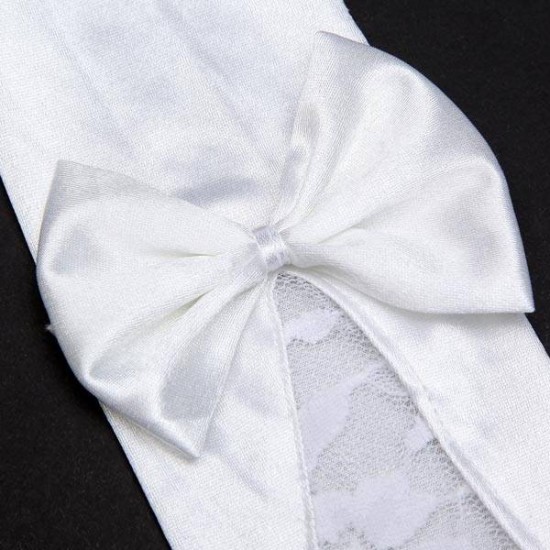 Bridal Wedding Dress Long White Satin  Gloves