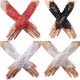 Sexy Bride Wedding Party Fingerless Pearl Lace Satin Bridal Gloves