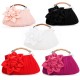 Rosette Blossom Ruched Tote/Clutch Handbag Bridal Metal Chain Purse