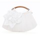 Rosette Blossom Ruched Tote/Clutch Handbag Bridal Metal Chain Purse