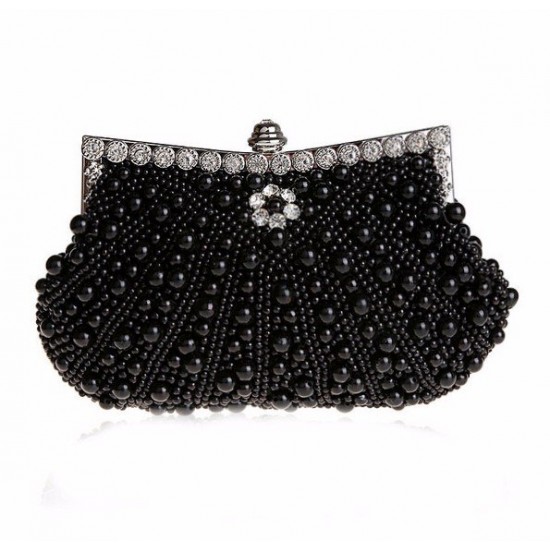 Women Luxury Pearl Handmade Evening Bag Diamond Clutch Bridal Party Handbags