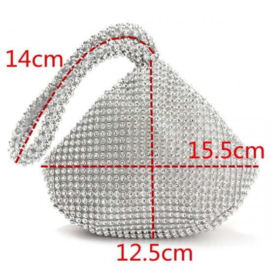 Women Triangle Full Rhinestones Evening Clutch Bag Party Prom Wedding Purse Handbag