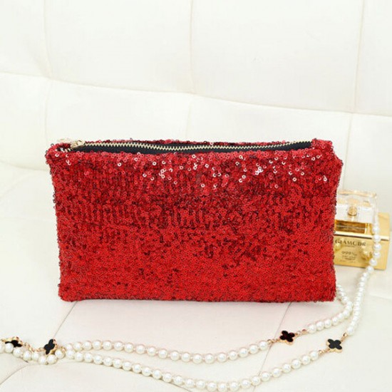 Womens Ladies Sequin Clutch Purse Evening Party Handbag Bag