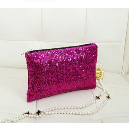 Womens Ladies Sequin Clutch Purse Evening Party Handbag Bag