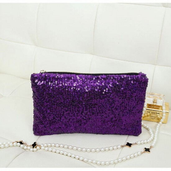 Womens Ladies Sequin Clutch Purse Evening Party Handbag Bag