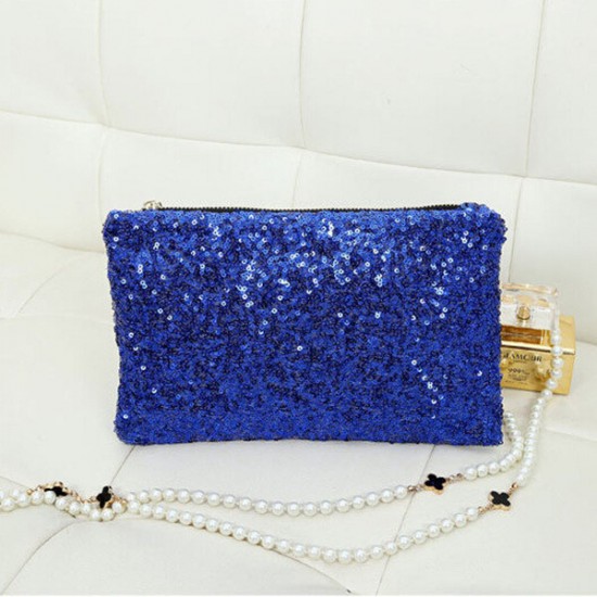 Womens Ladies Sequin Clutch Purse Evening Party Handbag Bag