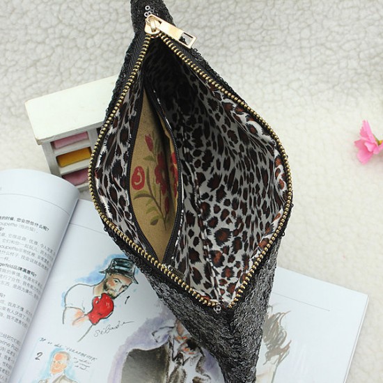 Womens Ladies Sequin Clutch Purse Evening Party Handbag Bag