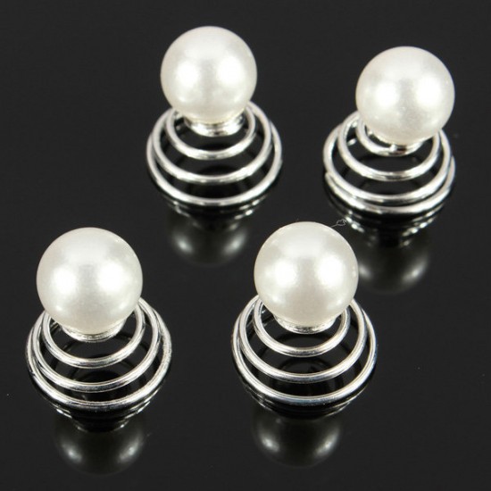 12Pcs Lady Bridal Spiral Twist Pearl Clip Hairclip Jewely Hairpin