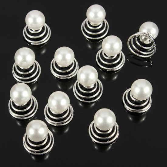 12Pcs Lady Bridal Spiral Twist Pearl Clip Hairclip Jewely Hairpin