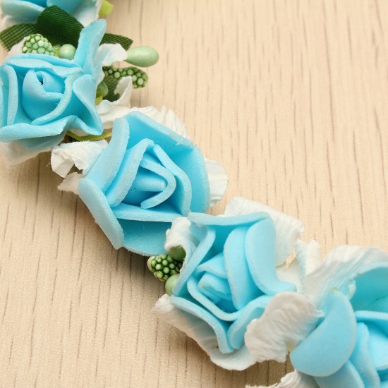 1Pcs Bride Girl Rose Flower Crown Headband Wedding Prom Beach Floral Garland Hairband