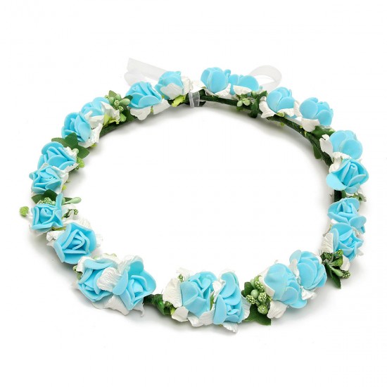 1Pcs Bride Girl Rose Flower Crown Headband Wedding Prom Beach Floral Garland Hairband