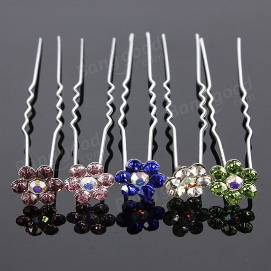 20PCS Flowers Crystal Alloy Hair Pins Wedding Hair Accessories