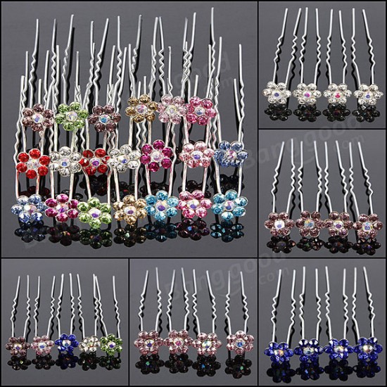 20PCS Flowers Crystal Alloy Hair Pins Wedding Hair Accessories