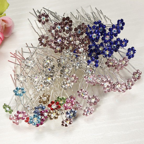 20PCS Flowers Crystal Alloy Hair Pins Wedding Hair Accessories