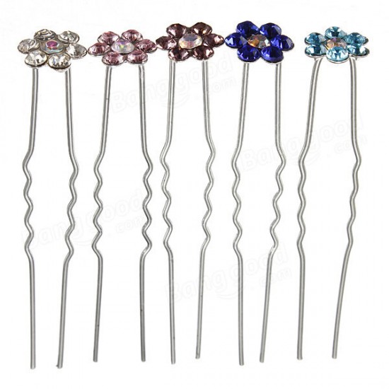 20PCS Flowers Crystal Alloy Hair Pins Wedding Hair Accessories