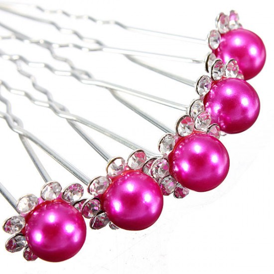 5pcs Wedding Crystal Rhinestone Pearl Flower Hairpins