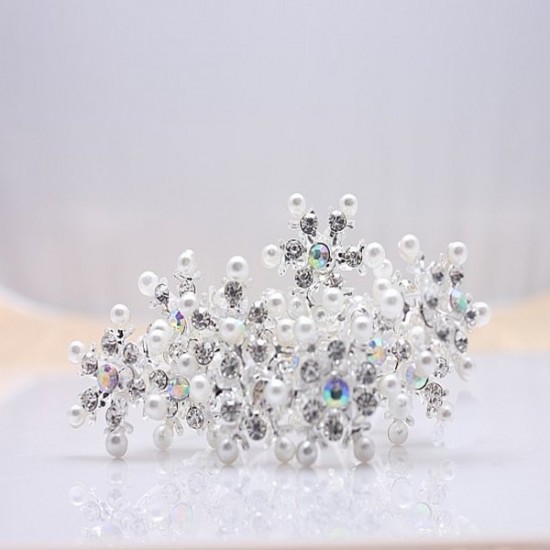 Bridal Wedding Snow Pearl Diamante U Clamp Hair Pins