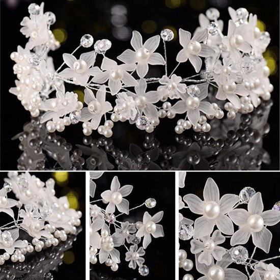Bride Flower Artificial Pearl Headpiece Bridal Wedding Headbrand Hair Accessories