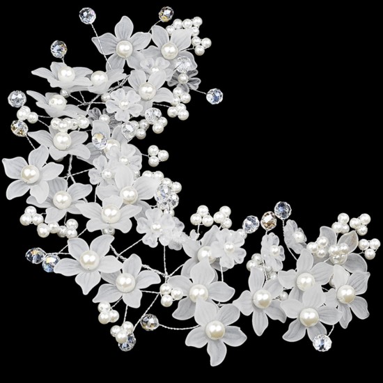 Bride Flower Artificial Pearl Headpiece Bridal Wedding Headbrand Hair Accessories