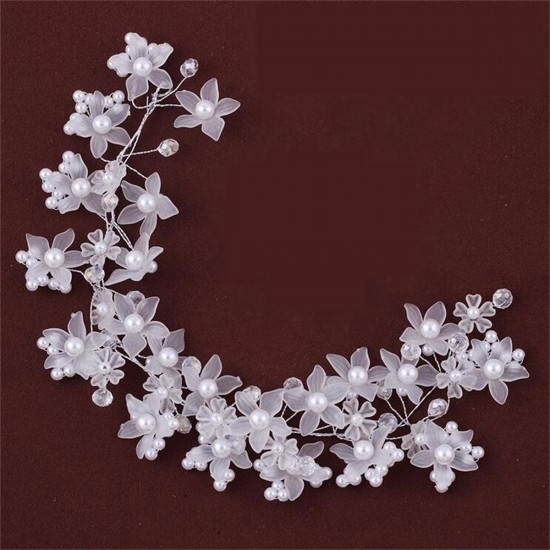 Bride Flower Artificial Pearl Headpiece Bridal Wedding Headbrand Hair Accessories