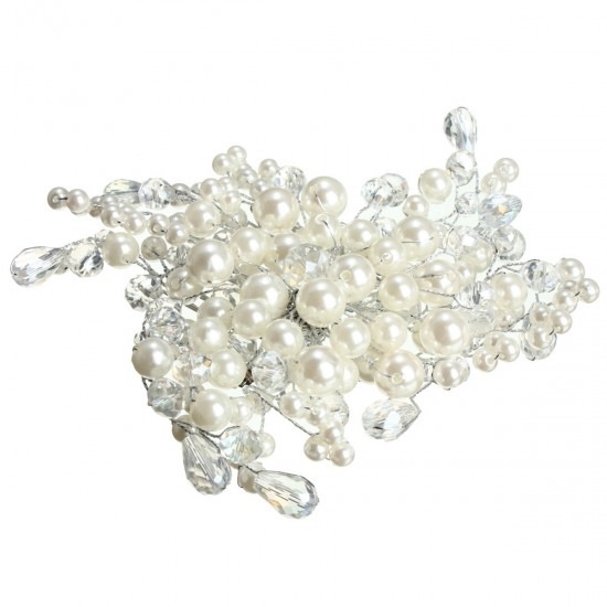 Bride Pearl Crystal Bead Hair Bomb Bridal Weddig Headpiece Hair Accessories