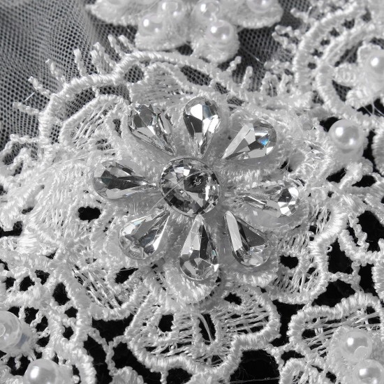 Bride Diamond Pearl Bead Flower Lace Shoulder Chain Bridal Wedding Dress Accessories