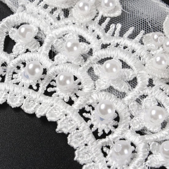 Bride Diamond Pearl Bead Flower Lace Shoulder Chain Bridal Wedding Dress Accessories