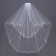 2 Layers Bride  White Ivory Elbow Beaded Edge Pearl Sequins Bridal Wedding Veil With Comb