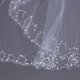 2 Layers Bride  White Ivory Elbow Beaded Edge Pearl Sequins Bridal Wedding Veil With Comb