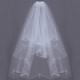 2 Layers Bride Elbow Beaded Edge Pearl White Ivory Bridal Wedding Veil with Comb