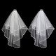 2 Layers Bride White Beige Wedding Bridal Elbow Hemmed Satin Edge Veil With Comb