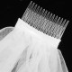 2 Layers Bride White Beige Wedding Bridal Elbow Hemmed Satin Edge Veil With Comb