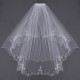 2 Layers Bride White Ivory Elbow Beaded Edge Embroidery Pearls Bridal Veil With Comb