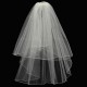 2 Layers Bride White Ivory Wedding Bridal Elbow Hemmed Satin Edge Veil With Comb