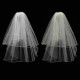 2 Layers Bride White Ivory Wedding Bridal Elbow Hemmed Satin Edge Veil With Comb