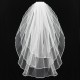 3 Layers Bride Ivory White Wedding Bridal Short Satin Edge Veil With Comb