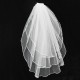 3 Layers Bride Ivory White Wedding Bridal Short Satin Edge Veil With Comb