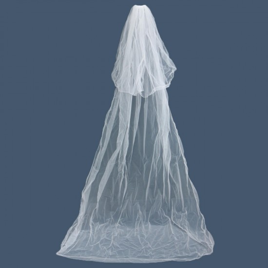 3 Metres Two Layers Long Wedding Veil Comb Soft Tulle Cut Edge Cathedral Bride Accessories