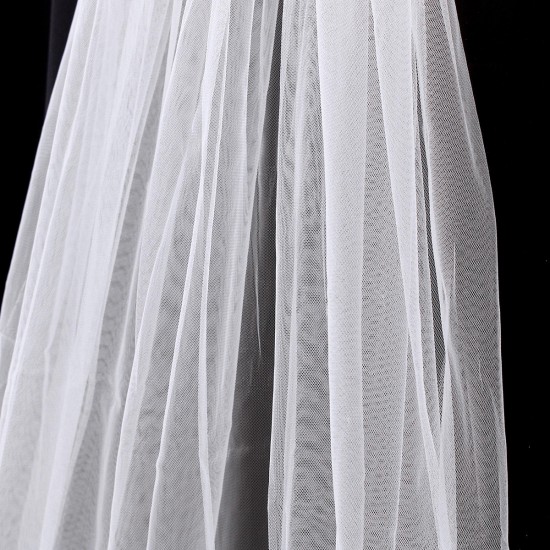 3M Bride White Ivory Elegant Cathedral Length Wedding Bridal Veil Comb With Lace Edge