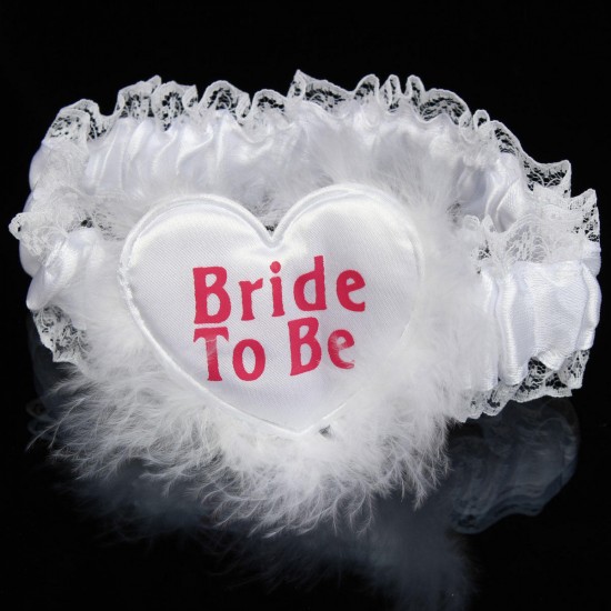 White Bride to Be Garter Sash Veil  Badge Rosette Bachelorette Party Hen Night Wedding Accessories
