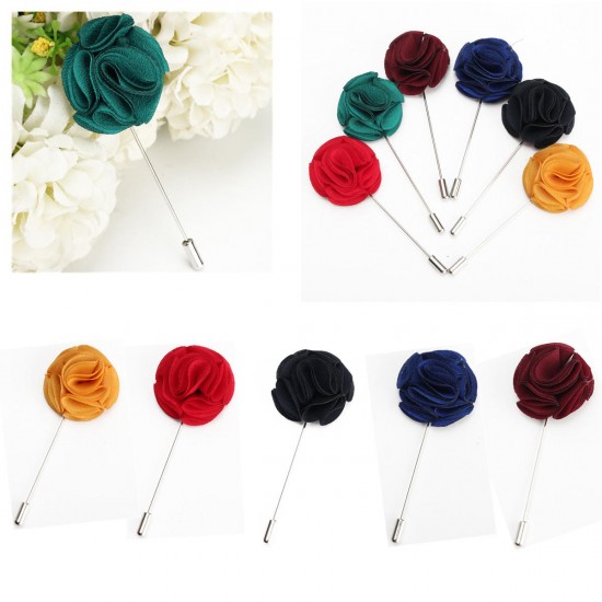 Men Groom Flower Boutonniere Lapel Brooch Long Pin Wedding Prom Suit Accessories