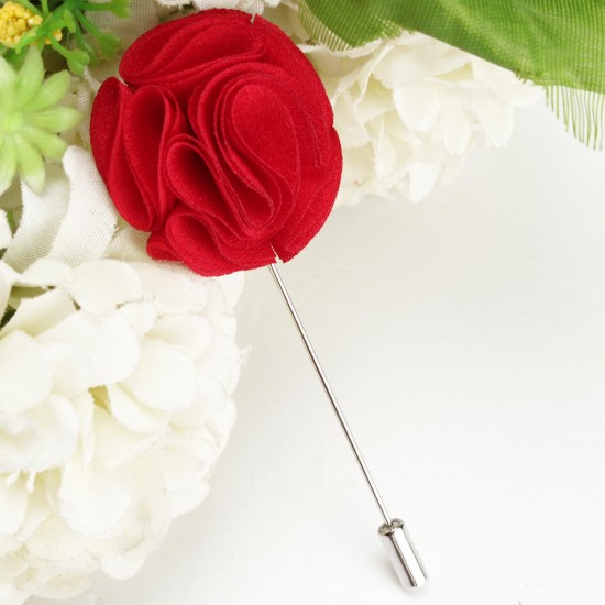 Men Groom Flower Boutonniere Lapel Brooch Long Pin Wedding Prom Suit Accessories