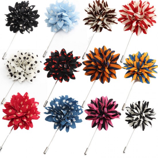 Men Lapel Flower Boutonniere Stick Brooch Pin Handmade Wedding Suit Accessories