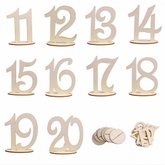 10 Pieces Number 11 to 20 Place Wooden Card Wedding Birthday Party Table Decoration