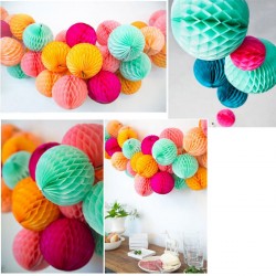 10CM 4'' Tissue Paper Pom Poms Honeycomb Ball Lantern Wedding Party Home Table Decor
