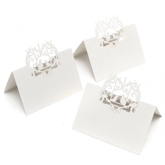 10Pcs Laser Cut Love Birds Table Name Place Cards Wedding Party Favor Gift Accessories