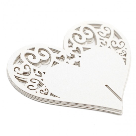 10Pcs Heart Wedding Name Place Cards  Wine Glass Laser Cut Pearlescent Card Party Accessories