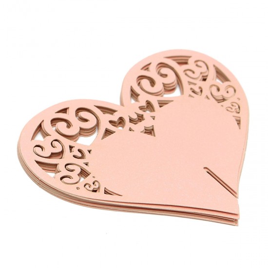 10Pcs Heart Wedding Name Place Cards  Wine Glass Laser Cut Pearlescent Card Party Accessories