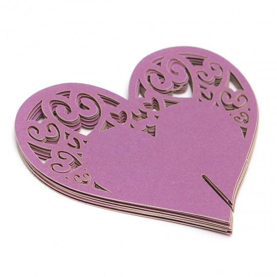 10Pcs Heart Wedding Name Place Cards  Wine Glass Laser Cut Pearlescent Card Party Accessories